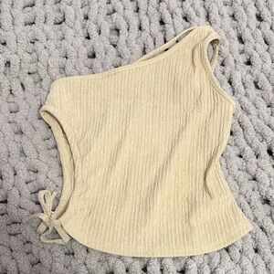 SHEIN Cream Textured One-Shoulder Camisole